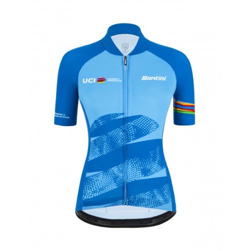 Santini Fietsshirt korte mouwen Dames Blauw Uci Women S World Tour Eco Jersey Uci Official Wieleroutfits