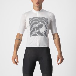 Castelli Fietsshirt Korte Mouwen Heren Wit Blauw BAGARRE JERSEY IVORY SAVILE BLUE Wieleroutfits